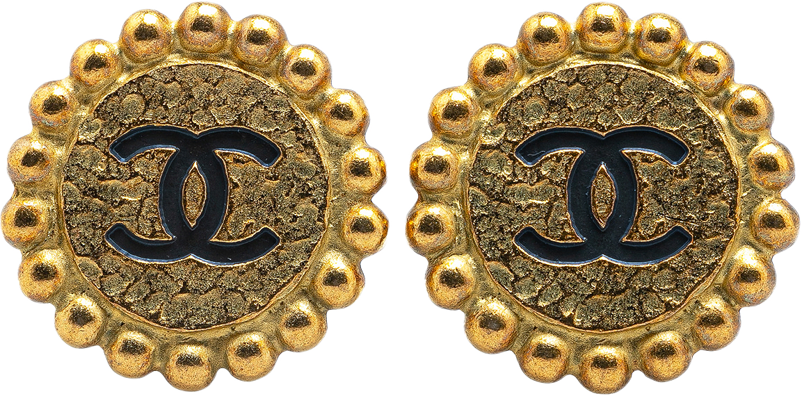 Chanel Gold Plated Cc Button Clip On Earrings