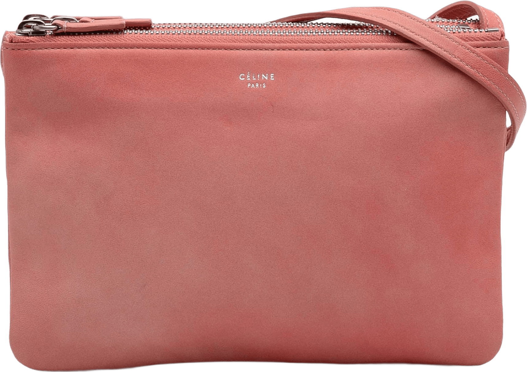 Celine Small Lambskin Trio Crossbody, från Luxclusif, i färgen blush.