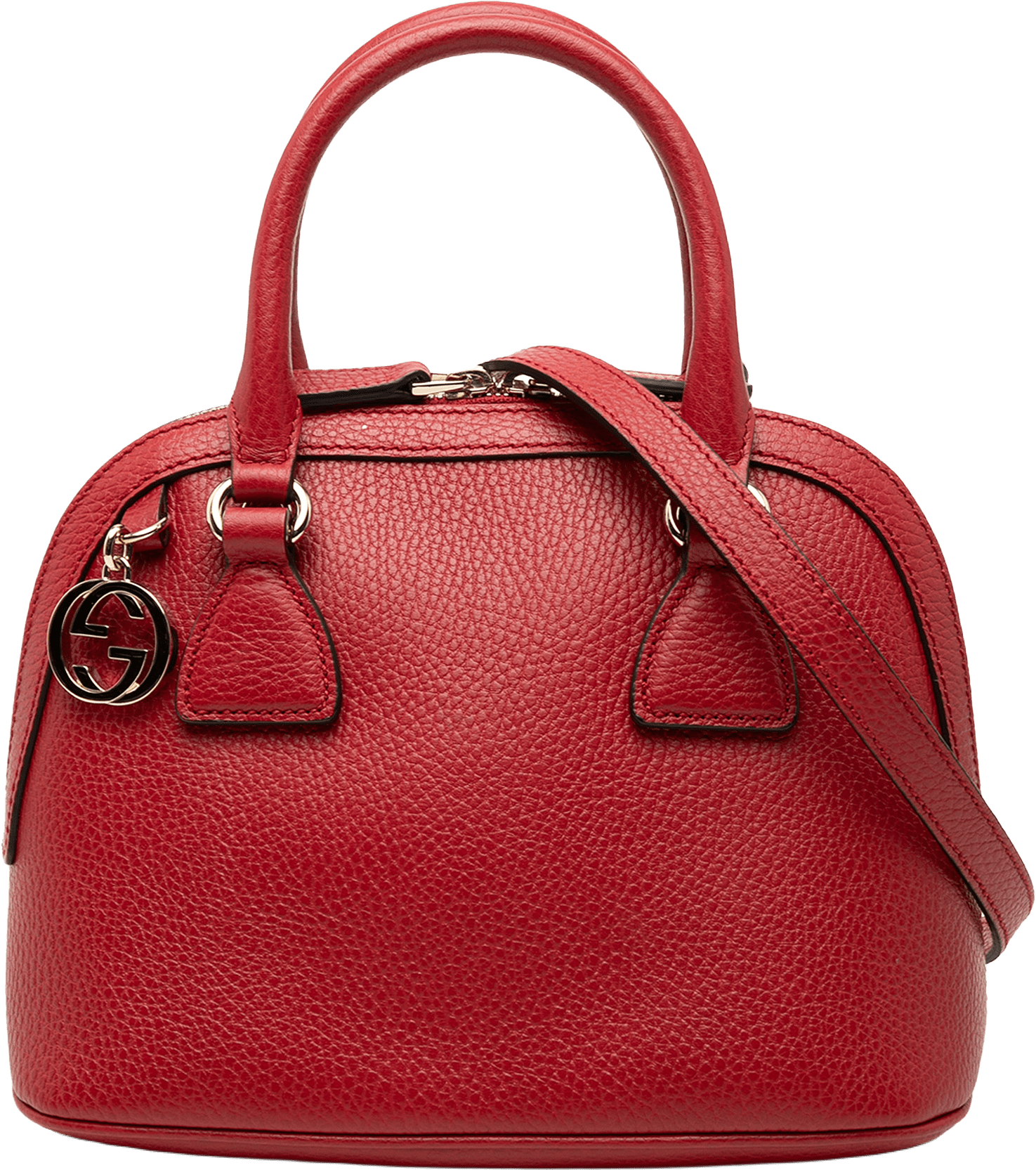 Gucci Mini Leather Gg Charm Dome Satchel, från Luxclusif, i färgen red.