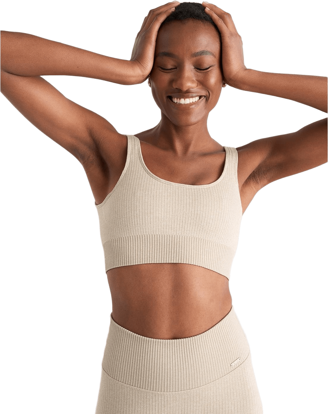 Ribbed Seamless Bra, från aim'n, i färgen beige.