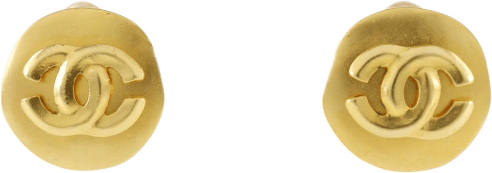 Chanel Cc Gold Plated Round Clip On Earrings, från Luxclusif, i färgen gold.