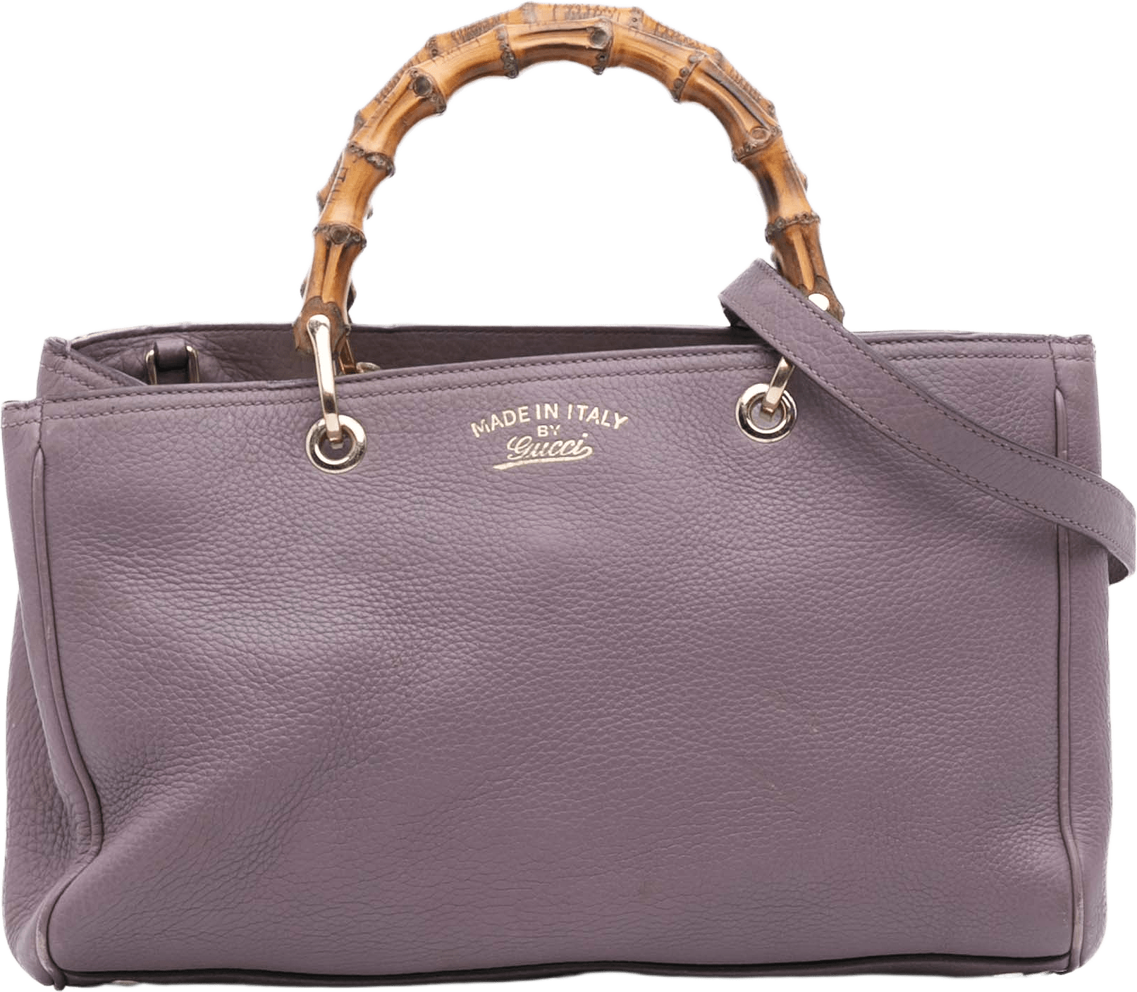 Gucci Medium Calfskin Bamboo Shopper Satchel, från Luxclusif, i färgen lilac.