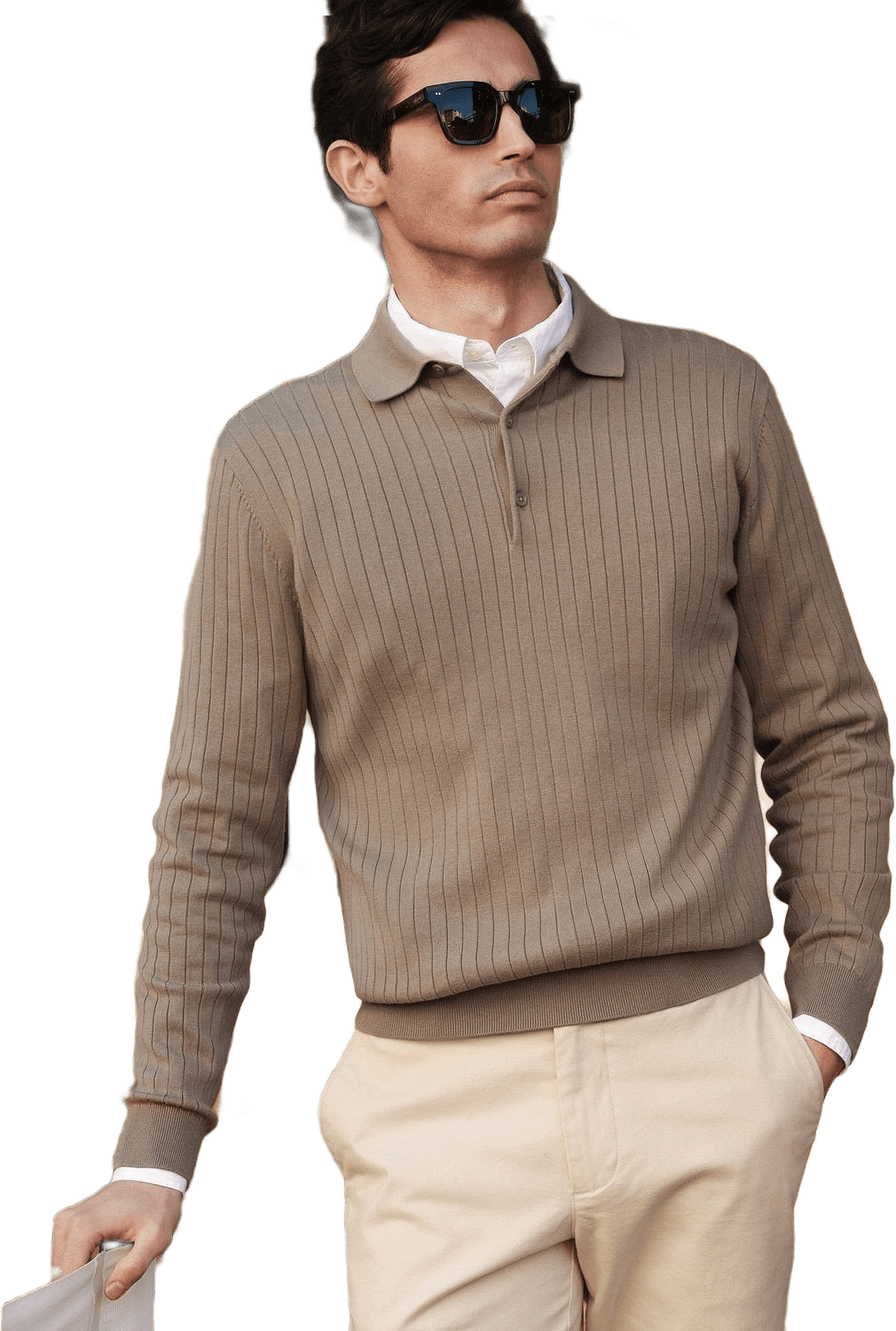 Cotton Rib Knitted Ls Polo Sweater (filippo)
