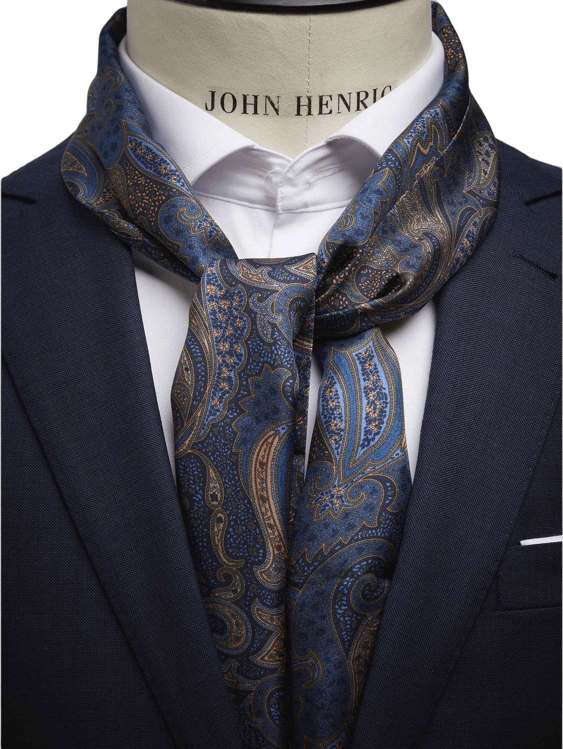 Silk Scarf Paisley, från John Henric, i färgen navy blue.