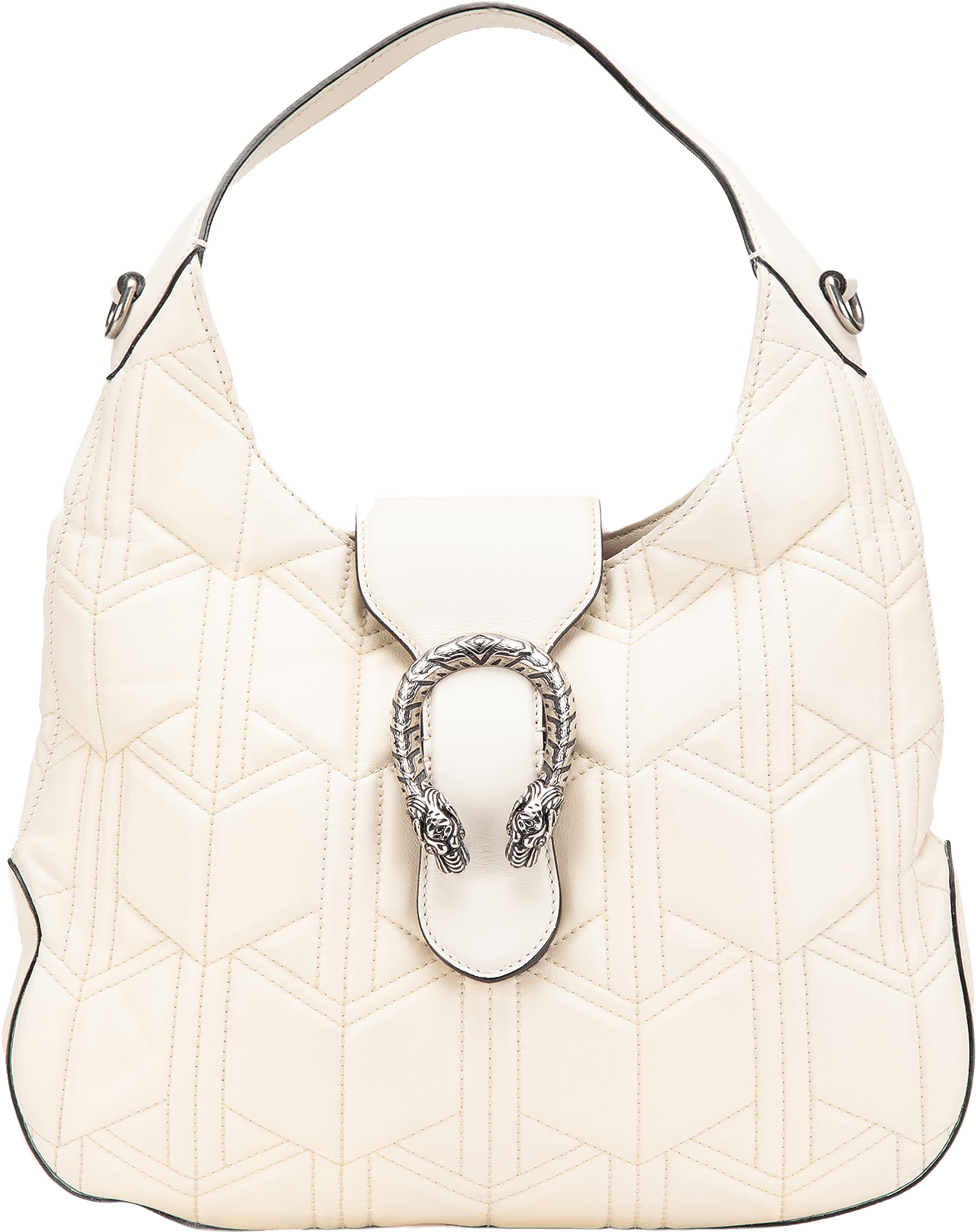 Gucci Quilted Leather Dionysus Web Hobo, från Luxclusif, i färgen white.