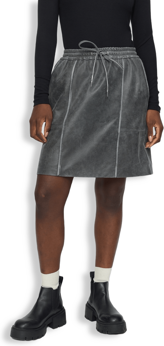 Srrumer Leather Skirt - Ash Grey