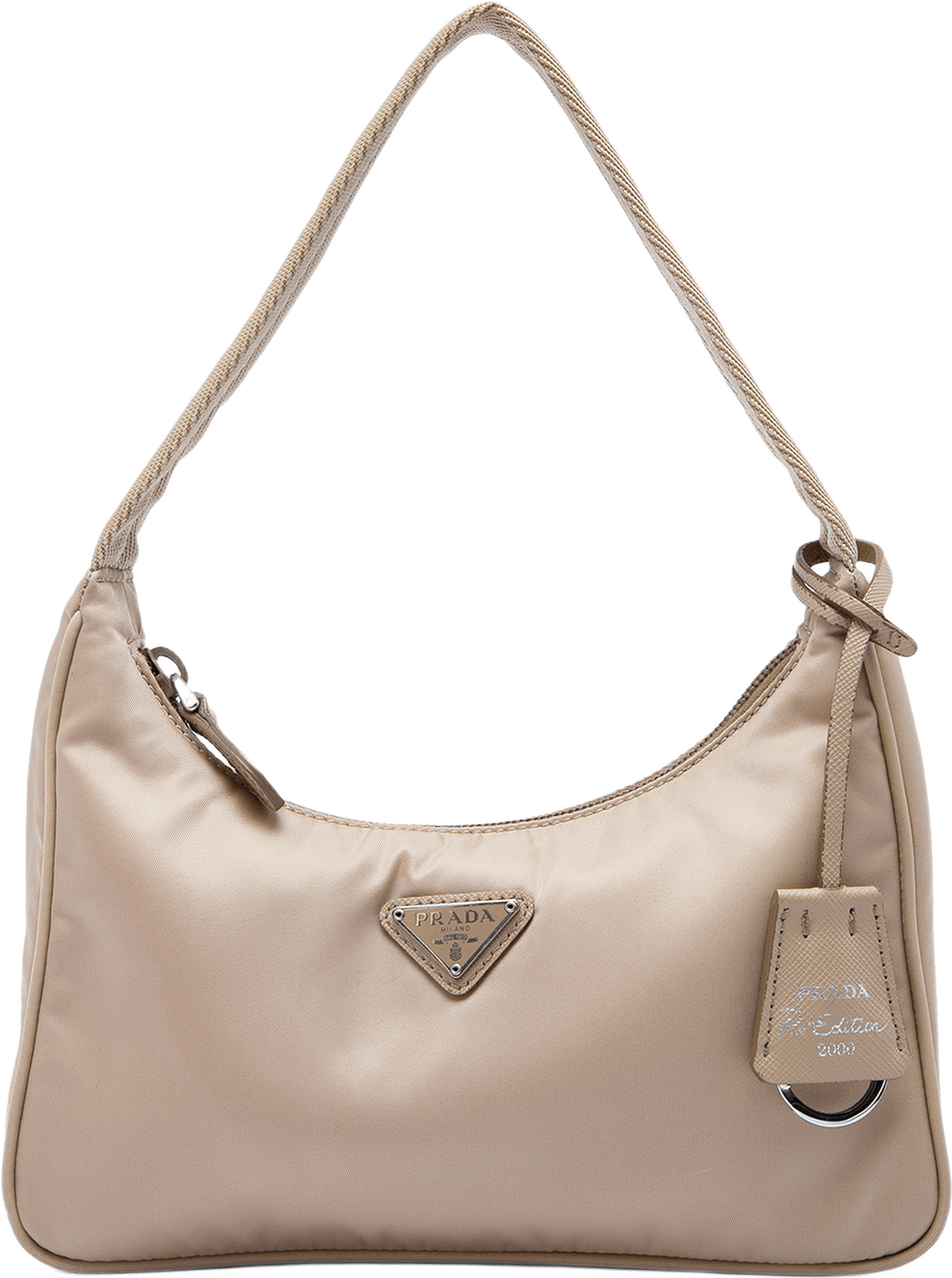 Prada Mini Tessuto Re Edition 2000 Shoulder Bag, från Luxclusif, i färgen beige.