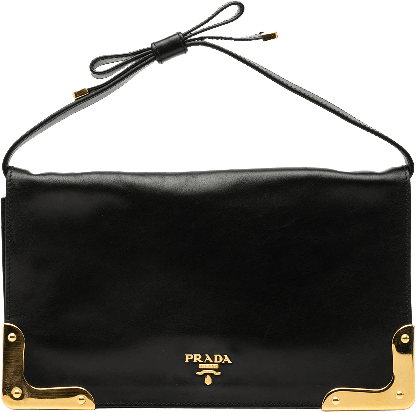Prada City Calf Bow Handbag, från Luxclusif, i färgen black.