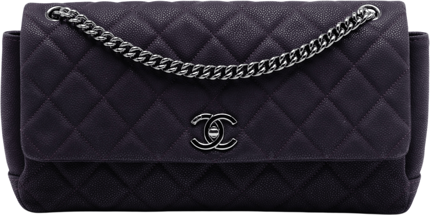 Chanel Matte Quilted Caviar Leather Lady Pearly Flap, från Luxclusif, i färgen violet.