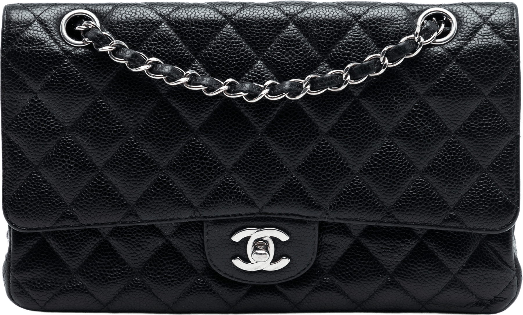 Chanel Medium Classic Caviar Double Flap, från Luxclusif, i färgen black.