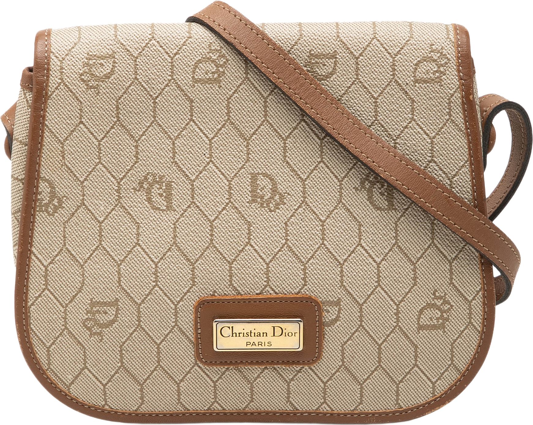 Dior Honeycomb Coated Canvas Crossbody, från Luxclusif, i färgen beige.