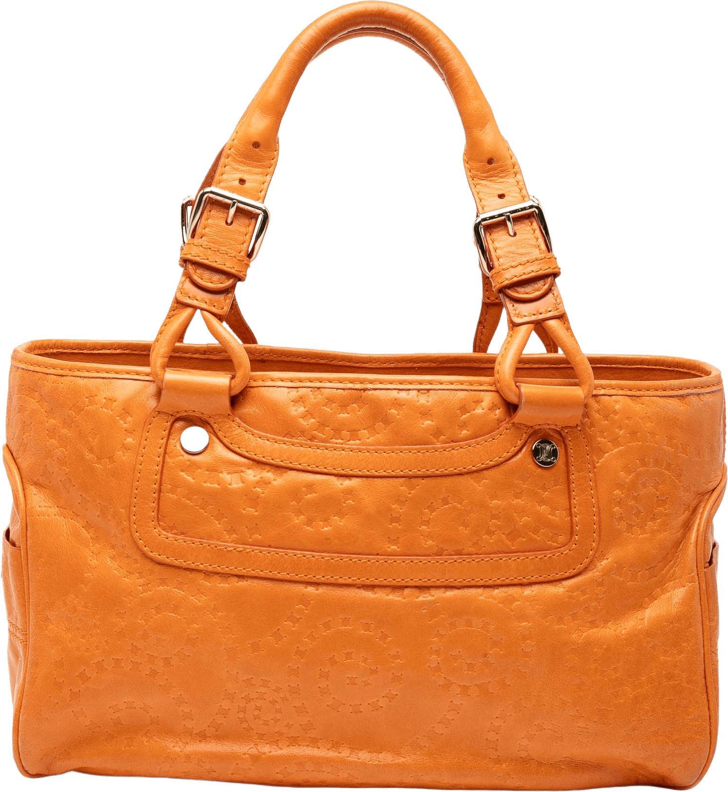 Celine Spiraling Macadam Embossed Leather Boogie Handbag, från Luxclusif, i färgen orange.