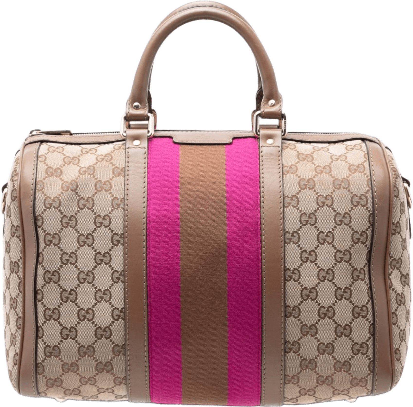 Gucci Medium Gg Canvas Web Joy Boston Bag, från Luxclusif, i färgen beige.