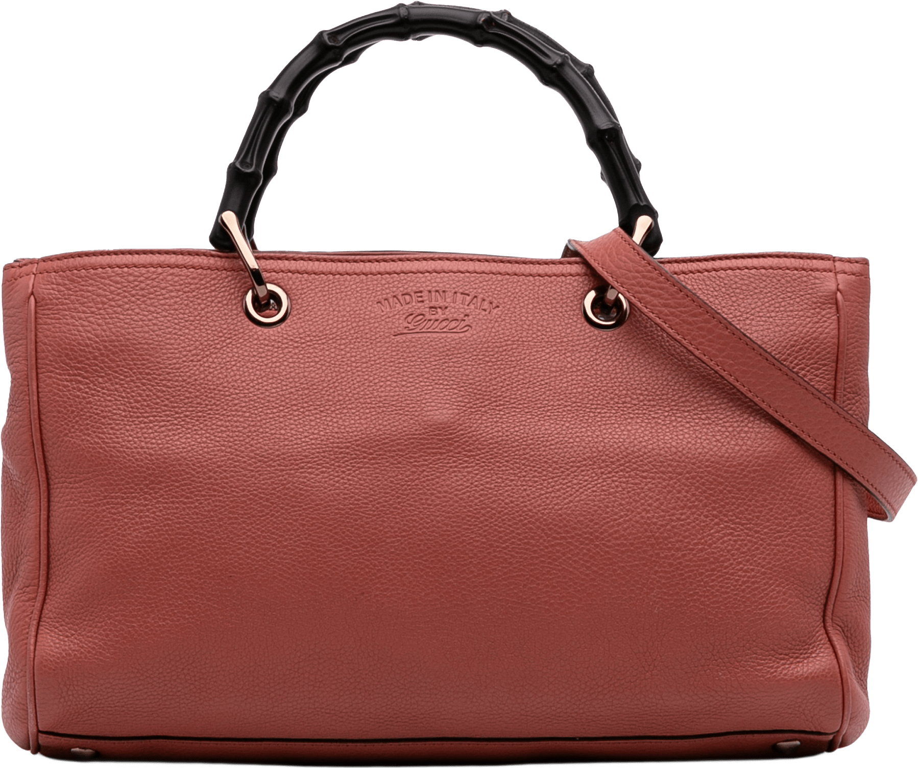 Gucci Medium Calfskin Bamboo Shopper Satchel, från Luxclusif, i färgen rose gold.
