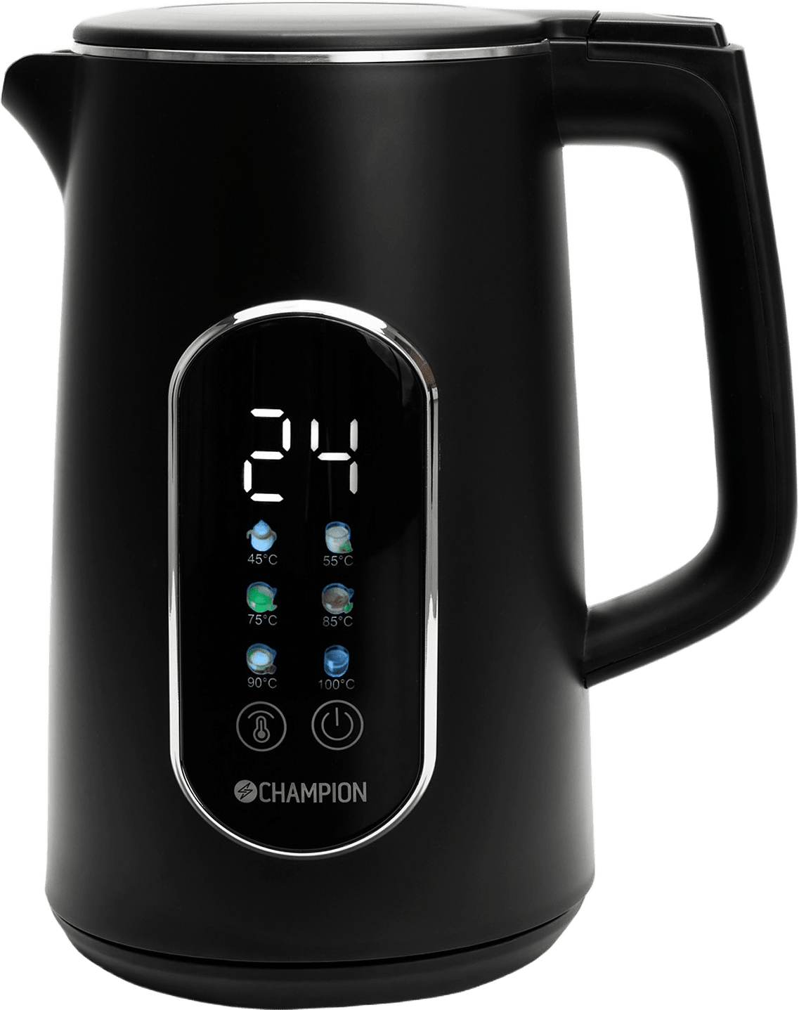 Vattenkokare Digital Temp Varmhållning 1,7l Vk800, från Champion Nordic, i färgen matt svart.