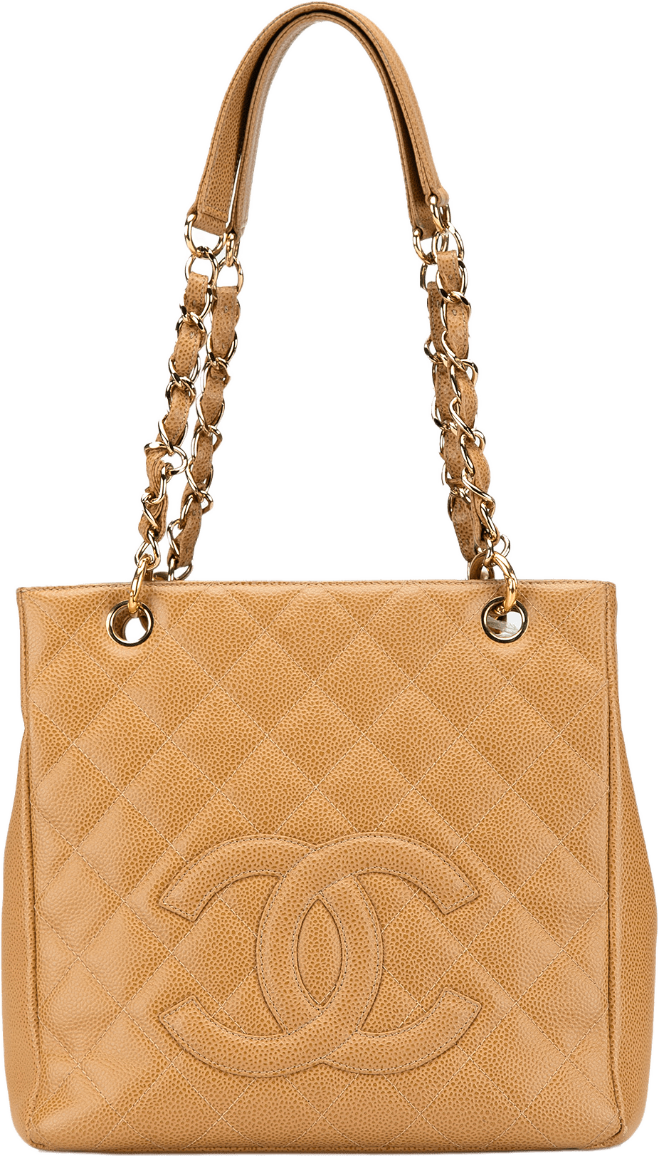 Chanel Caviar Petite Shopping Tote, från Luxclusif, i färgen caramel.