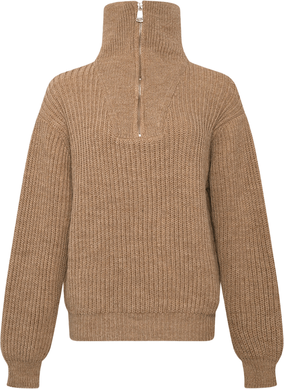 Flora, Zip Knit - Camel