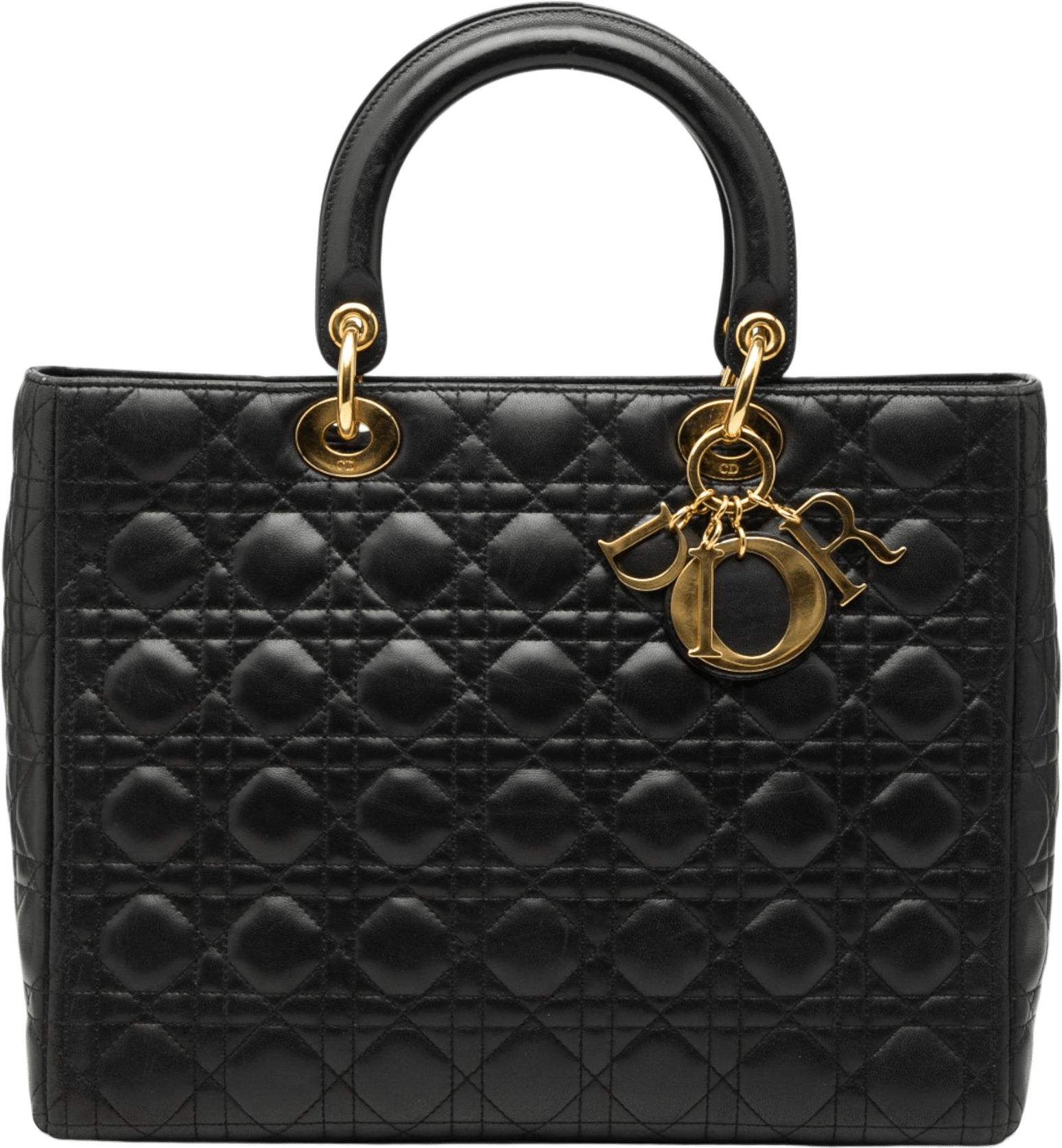 Dior Large Lambskin Cannage Lady Dior, från Luxclusif, i färgen black.