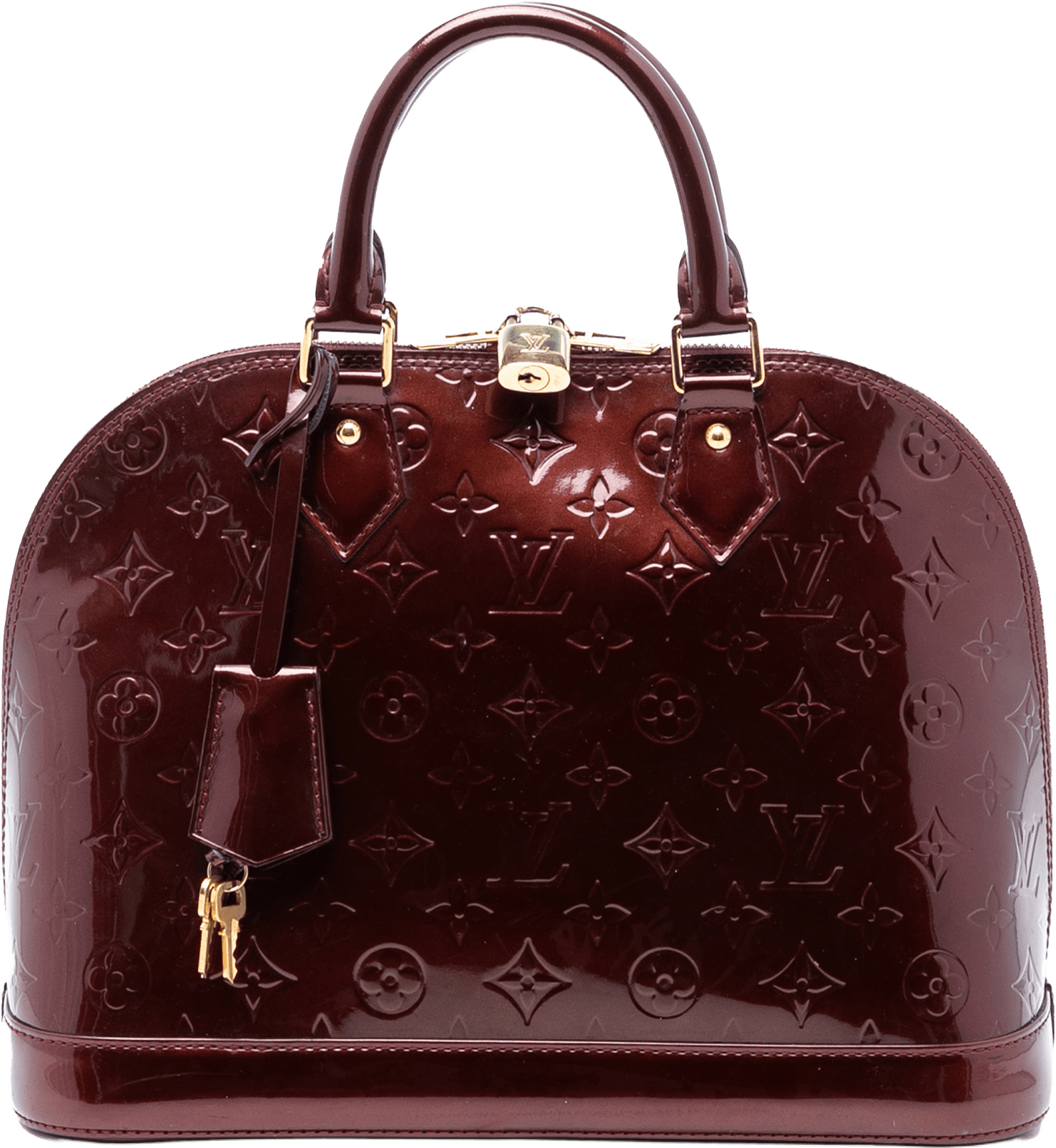 Louis Vuitton Monogram Vernis Alma Pm, från Luxclusif, i färgen red.