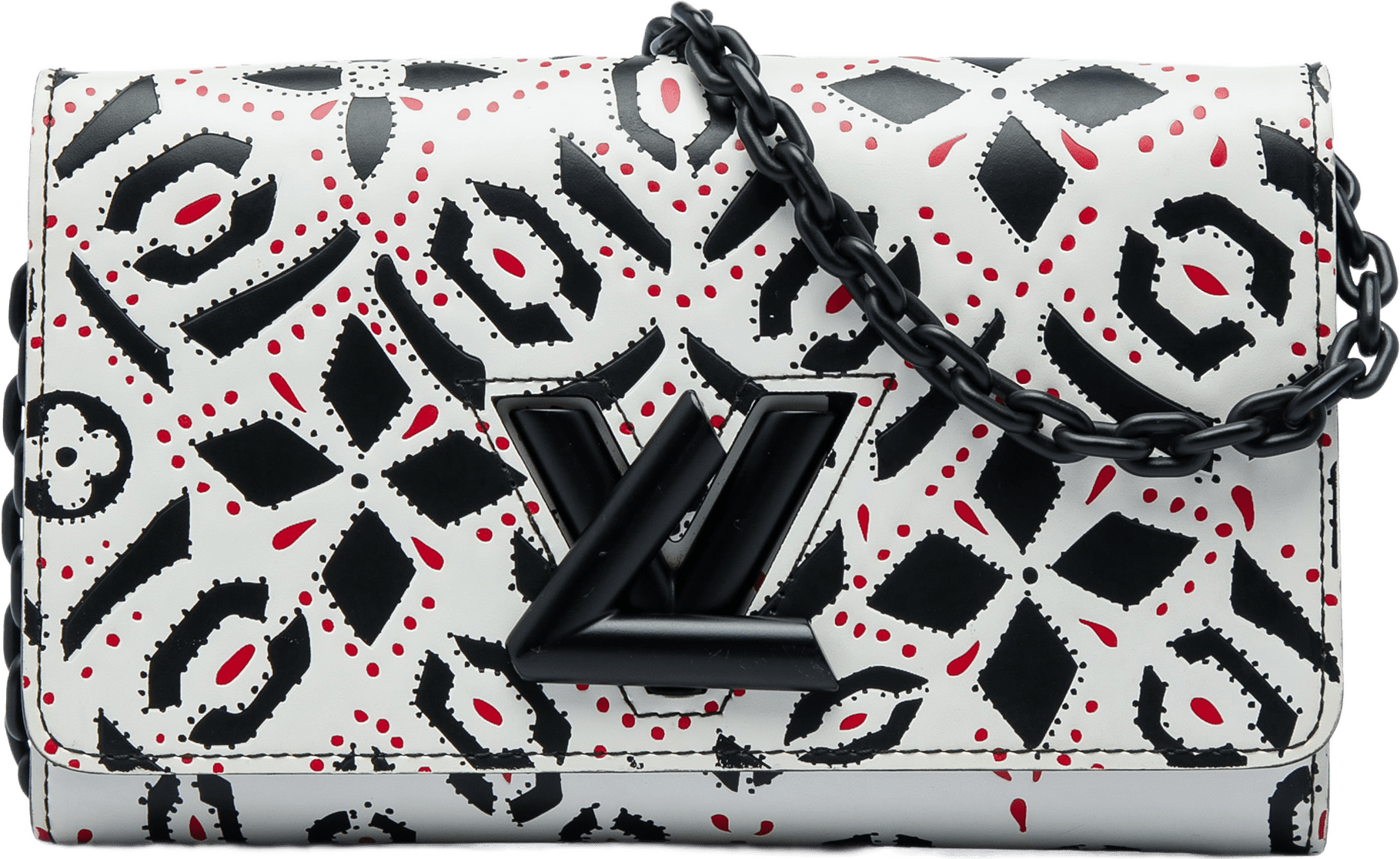 Louis Vuitton Graphic Print Calfskin Twist Wallet On Chain, från Luxclusif, i färgen vit.