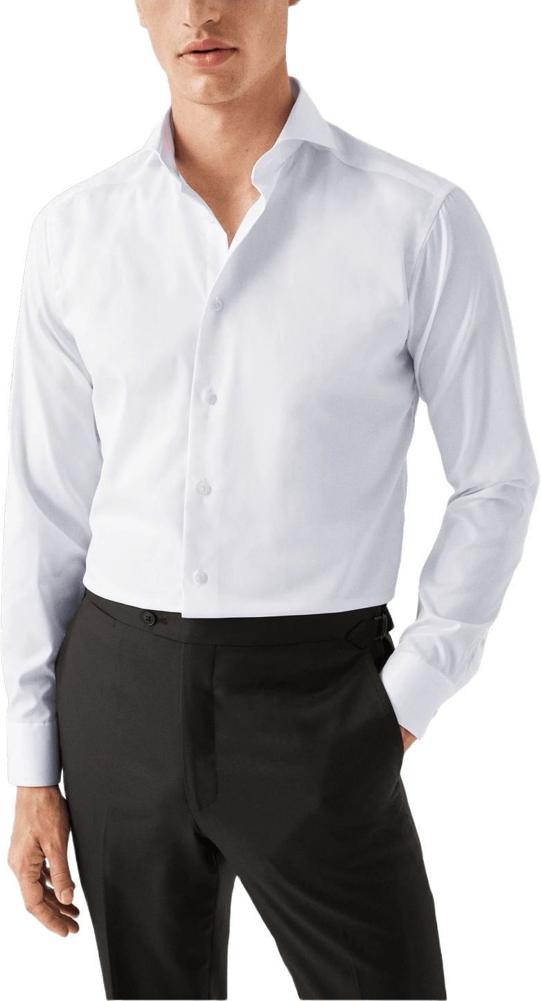 Signature Twill-skjorta Slim Fit, Extreme Cut Away-krage, från Eton, i färgen white.