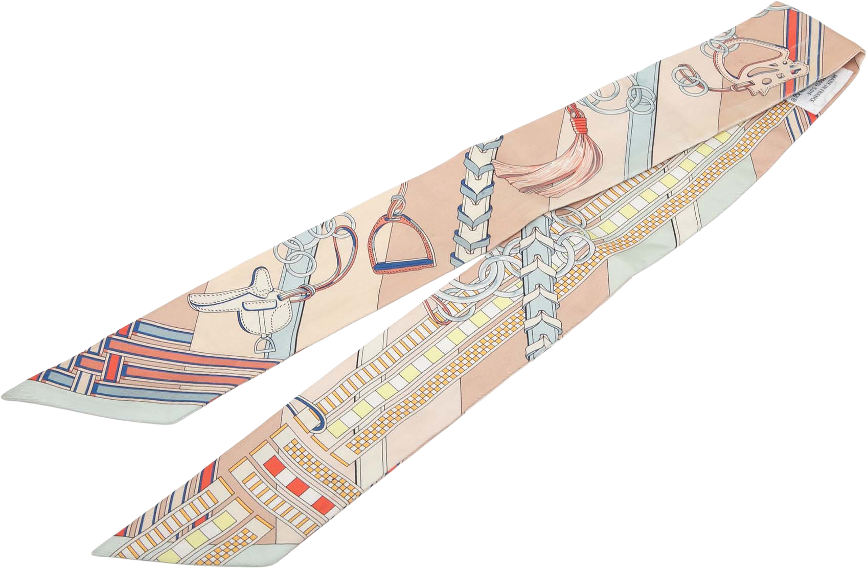 Hermès Brides Et Gris Gris Silk Twilly Scarf, från Luxclusif, i färgen beige.