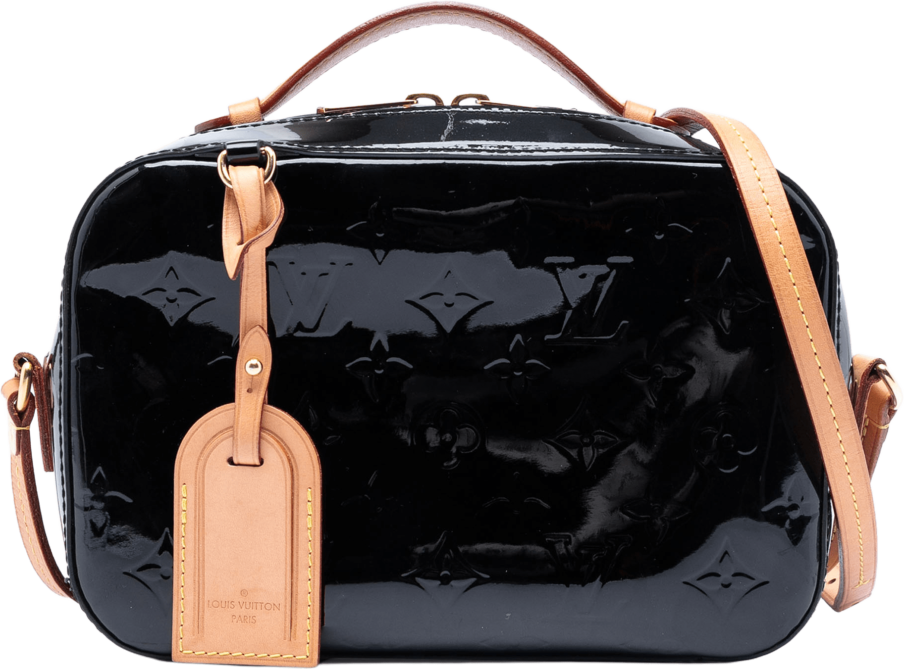 Louis Vuitton Monogram Vernis Santa Monica Camera Bag, från Luxclusif, i färgen black.