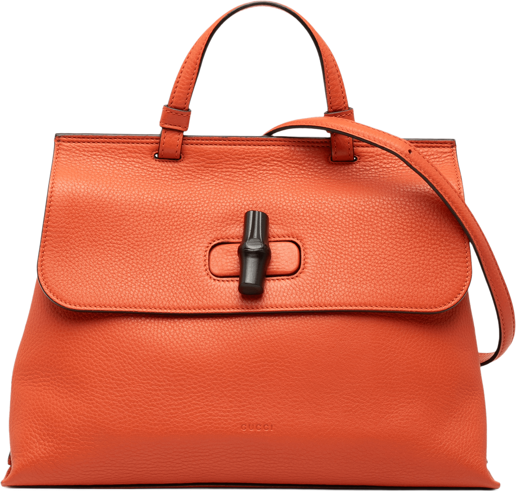Gucci Medium Leather Bamboo Daily Satchel, från Luxclusif, i färgen orange.