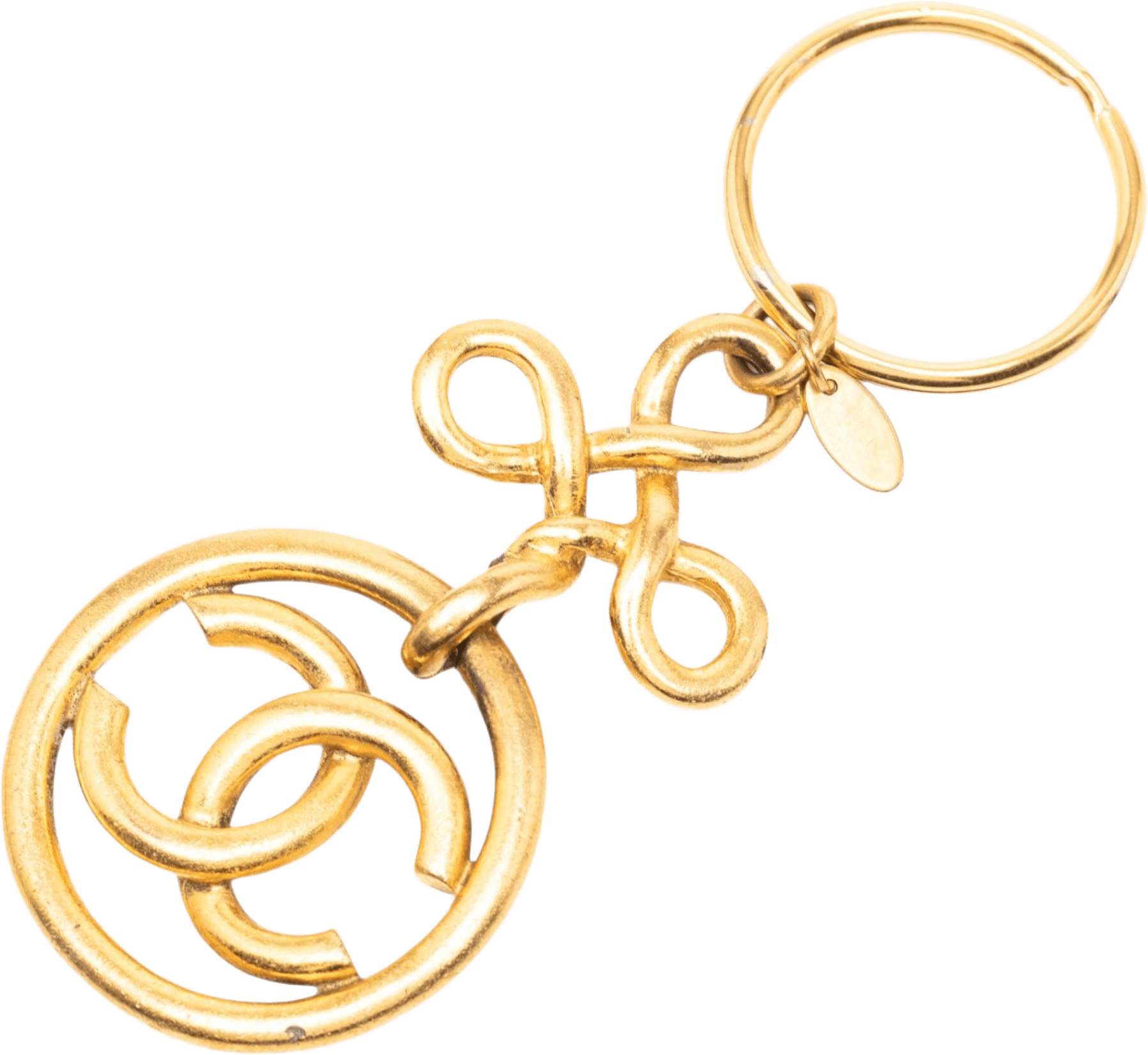 Chanel Gold Plated Cc Medallion Key Ring Bag Charm, från Luxclusif, i färgen gold.