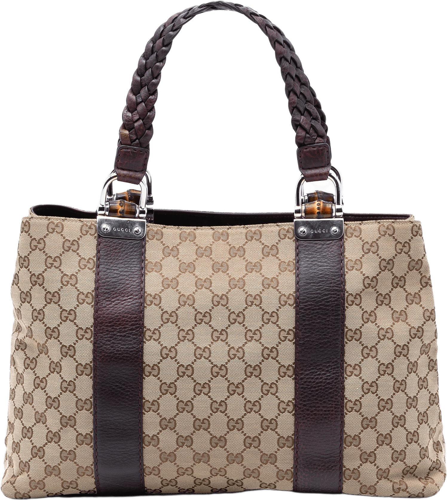 Gucci Medium Gg Canvas Bamboo Libeccio Tote, från Luxclusif, i färgen beige.