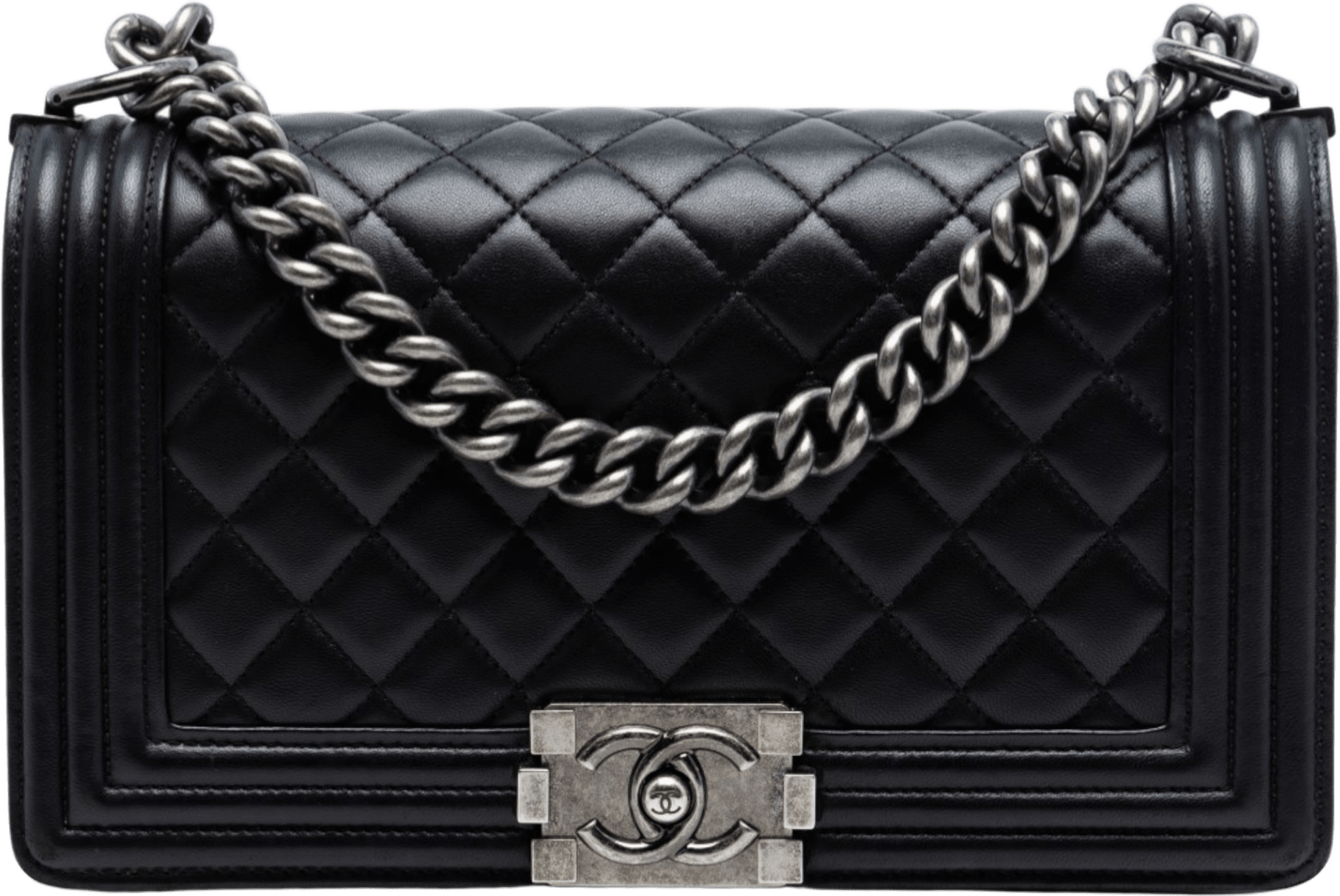 Chanel Old Medium Quilted Lambskin Boy Flap, från Luxclusif, i färgen black.