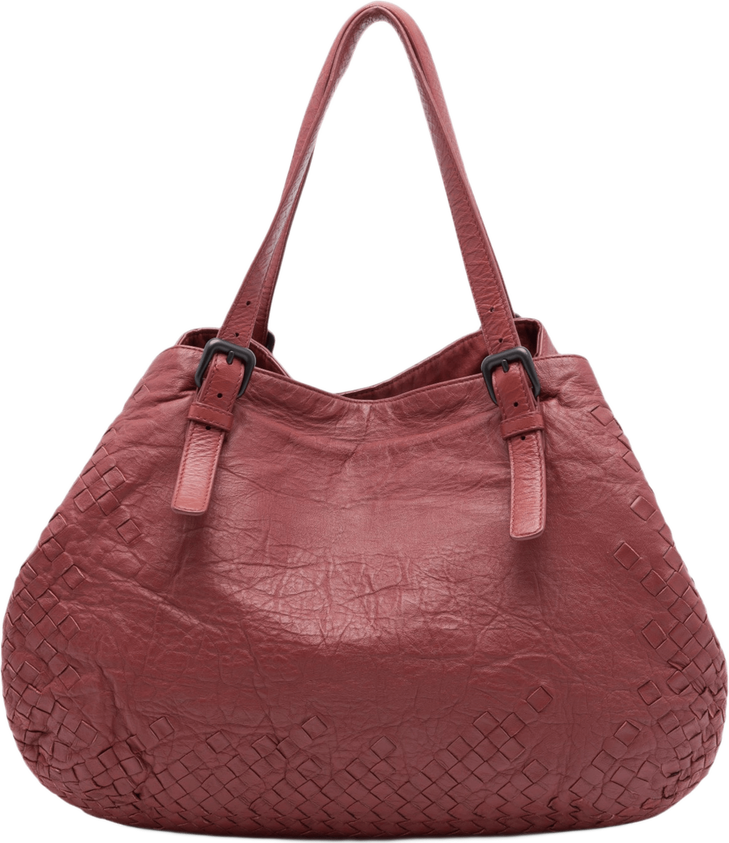 Bottega Veneta Large Intrecciato Trimmed Nappa Cesta Tote, från Luxclusif, i färgen röd.