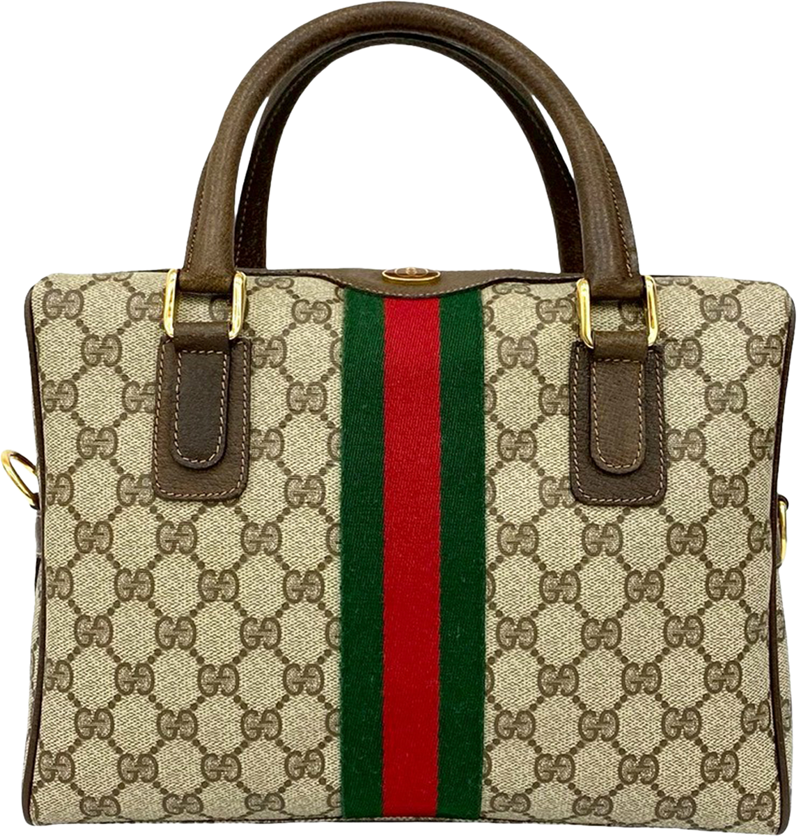 Gucci Gg Supreme Web Satchel, från Luxclusif, i färgen beige.