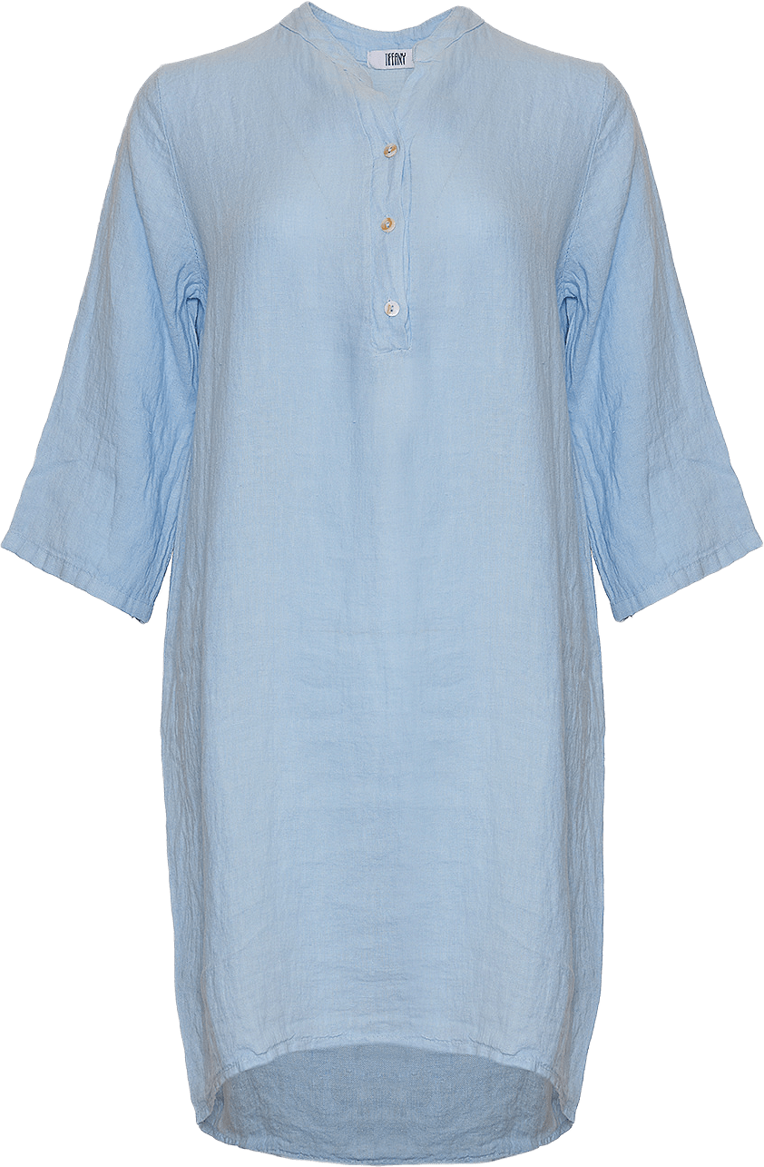 17690p, Shirt Dress With Pocket, Linen - Light Blue