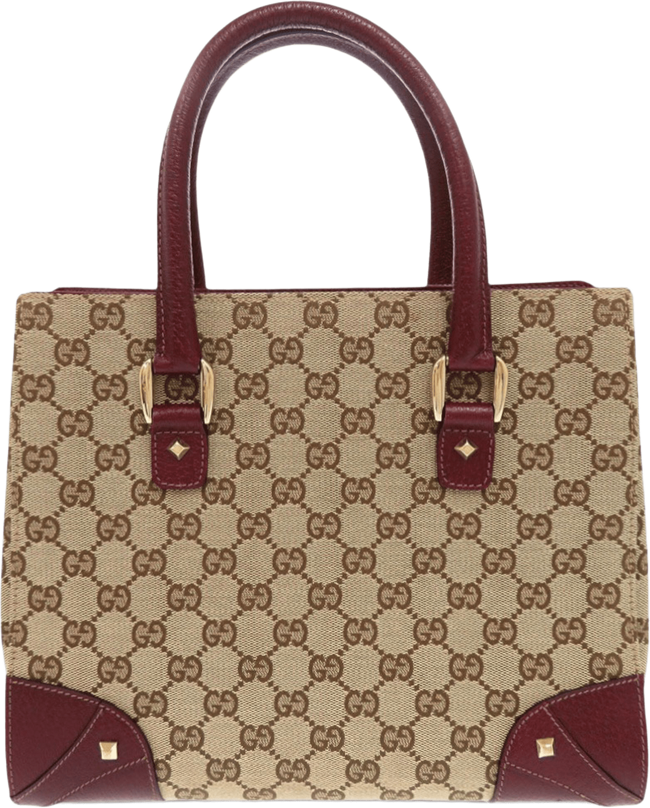 Gucci Gg Canvas Nailhead Handbag, från Luxclusif, i färgen beige.