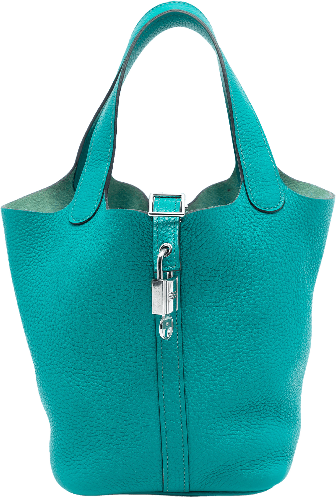 Hermès Clemence Picotin Lock 18, från Luxclusif, i färgen turquoise.