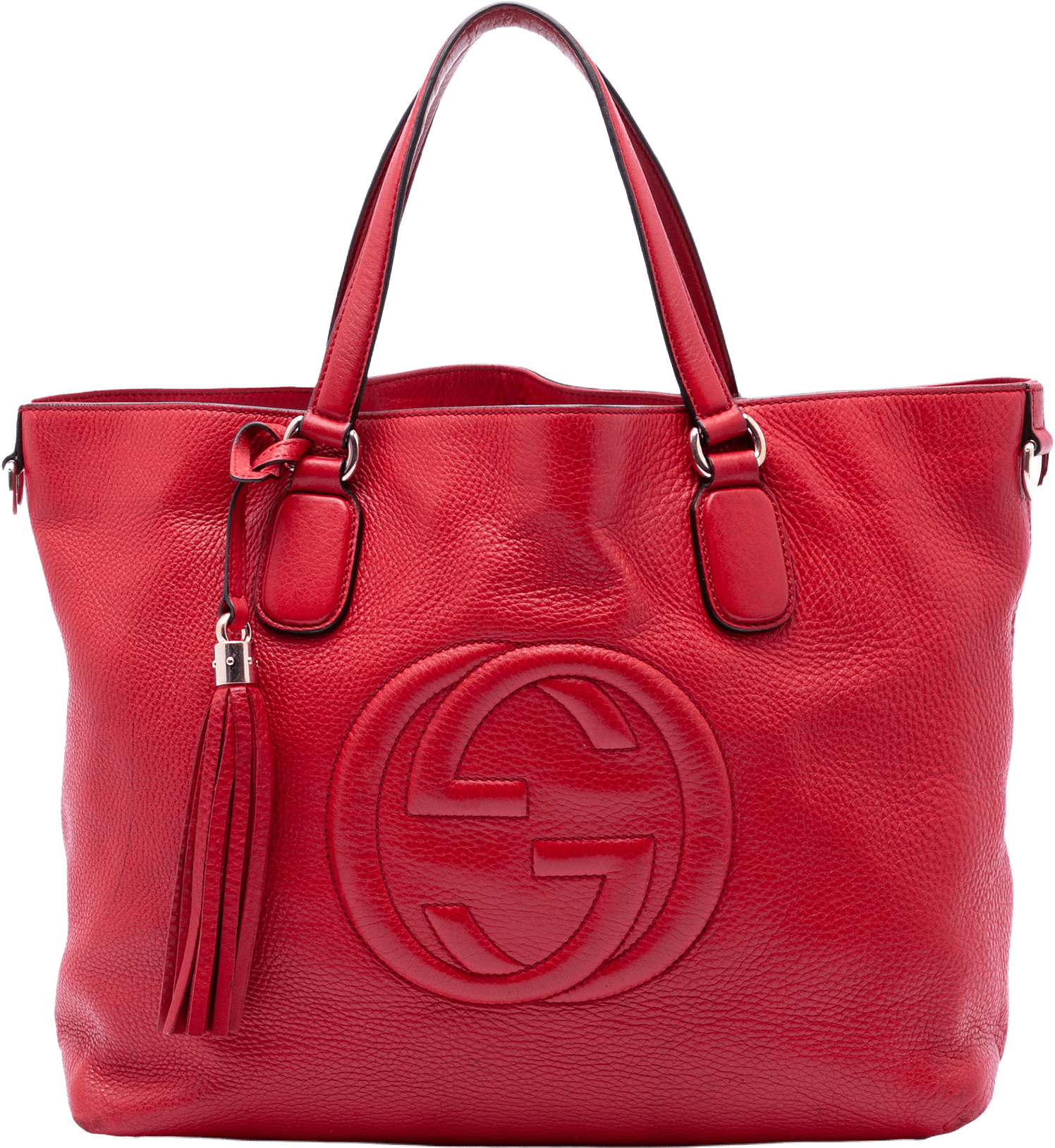 Gucci Large Leather Soho Working Tote, från Luxclusif, i färgen red.