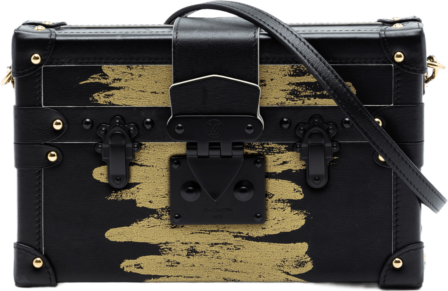 Louis Vuitton Leather Golden Light Petite Malle, från Luxclusif, i färgen black.