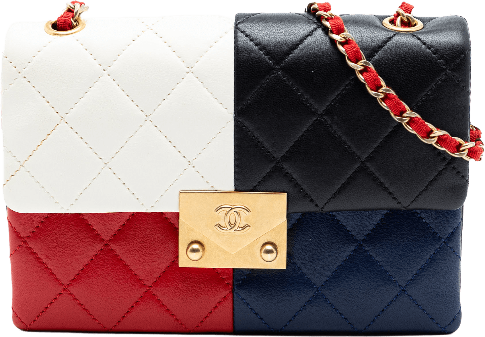 Chanel Quilted Lambskin Colorblock Pagoda Flap, från Luxclusif, i färgen black.