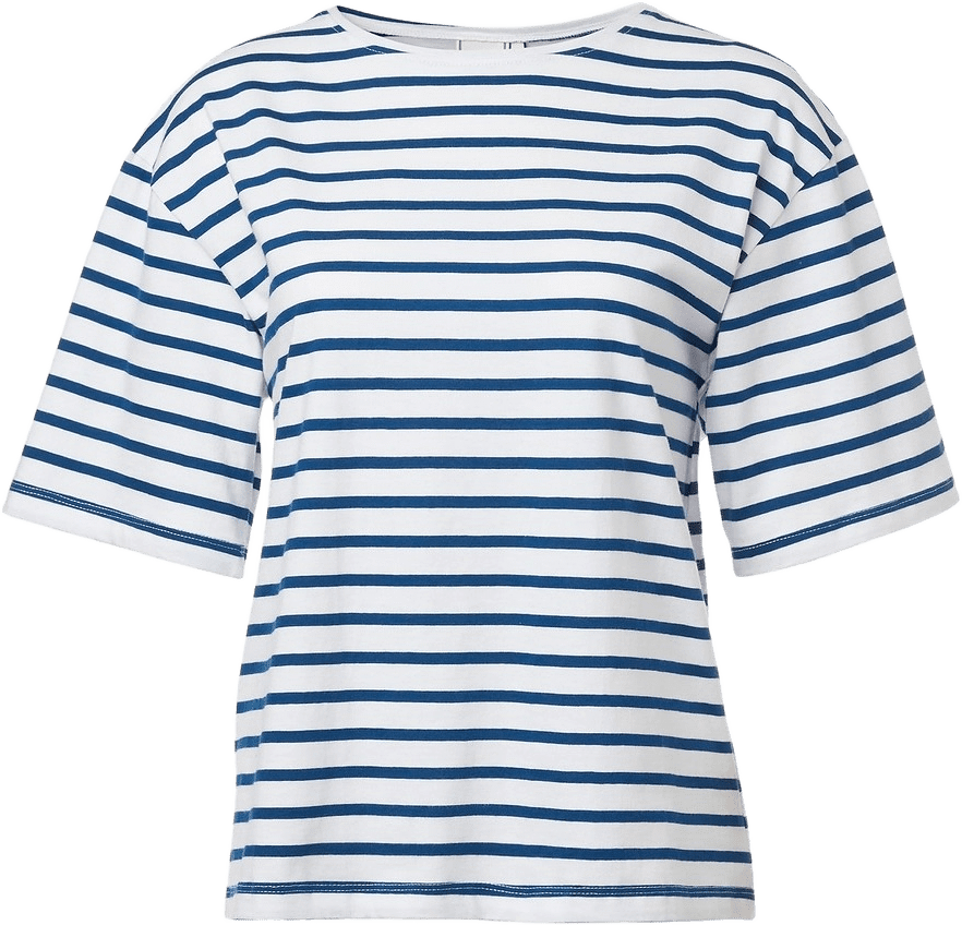 Tuva T-shirt Rand Vit Blå, från emmamalena, i färgen blå.