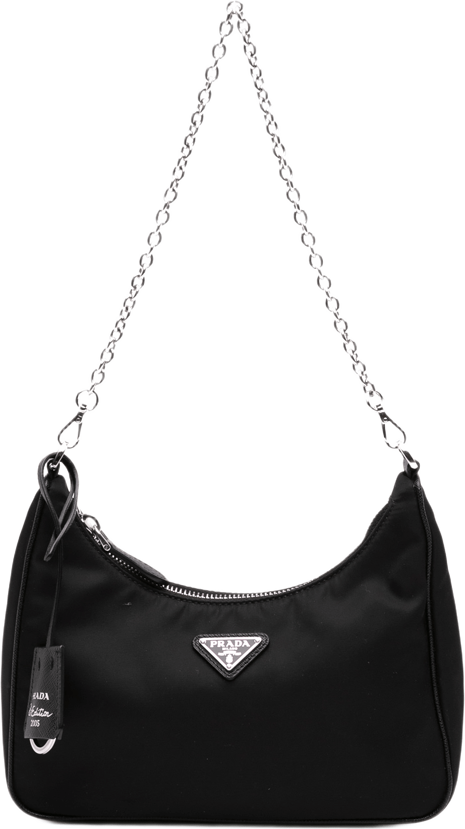 Prada Mini Saffiano Trimmed Tessuto Re Edition 2005 Satchel, från Luxclusif, i färgen svart.
