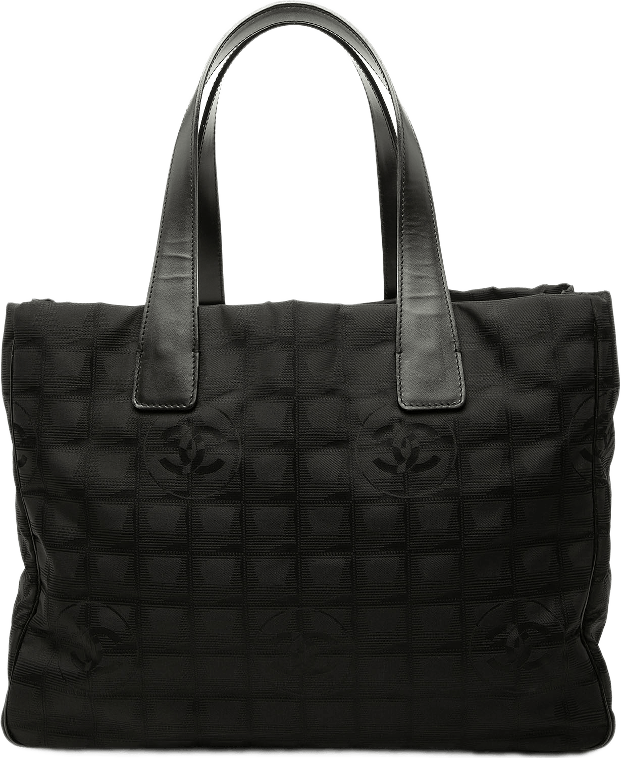 Chanel New Travel Line Nylon Tote, från Luxclusif, i färgen svart.