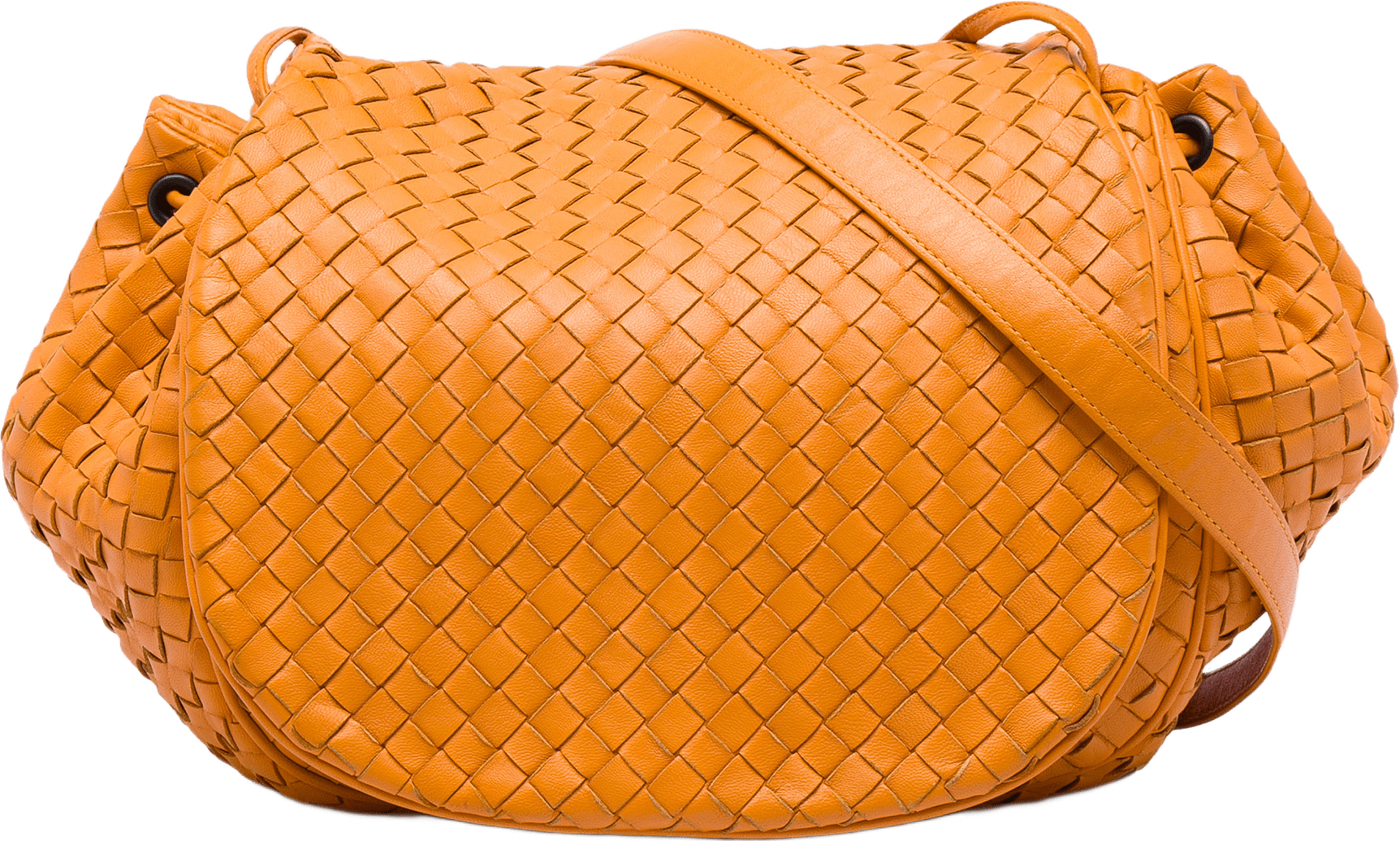 Bottega Veneta Nappa Intrecciato Flap Crossbody, från Luxclusif, i färgen orange.