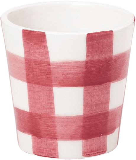 Iris Check Kopp - 8x8 Cm, från Pick A Poppy, i färgen pink rutig.