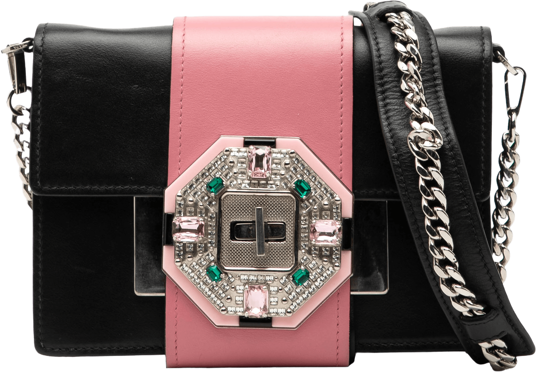 Prada City Calf Crystal Embellished Ribbon Bag, från Luxclusif, i färgen black.