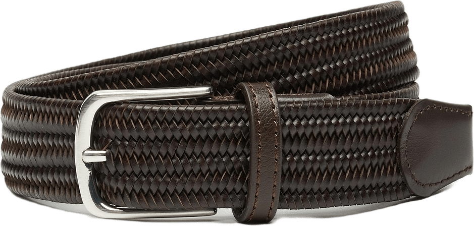 Black Elastic Leather Belt, från John Henric, i färgen dark brown.