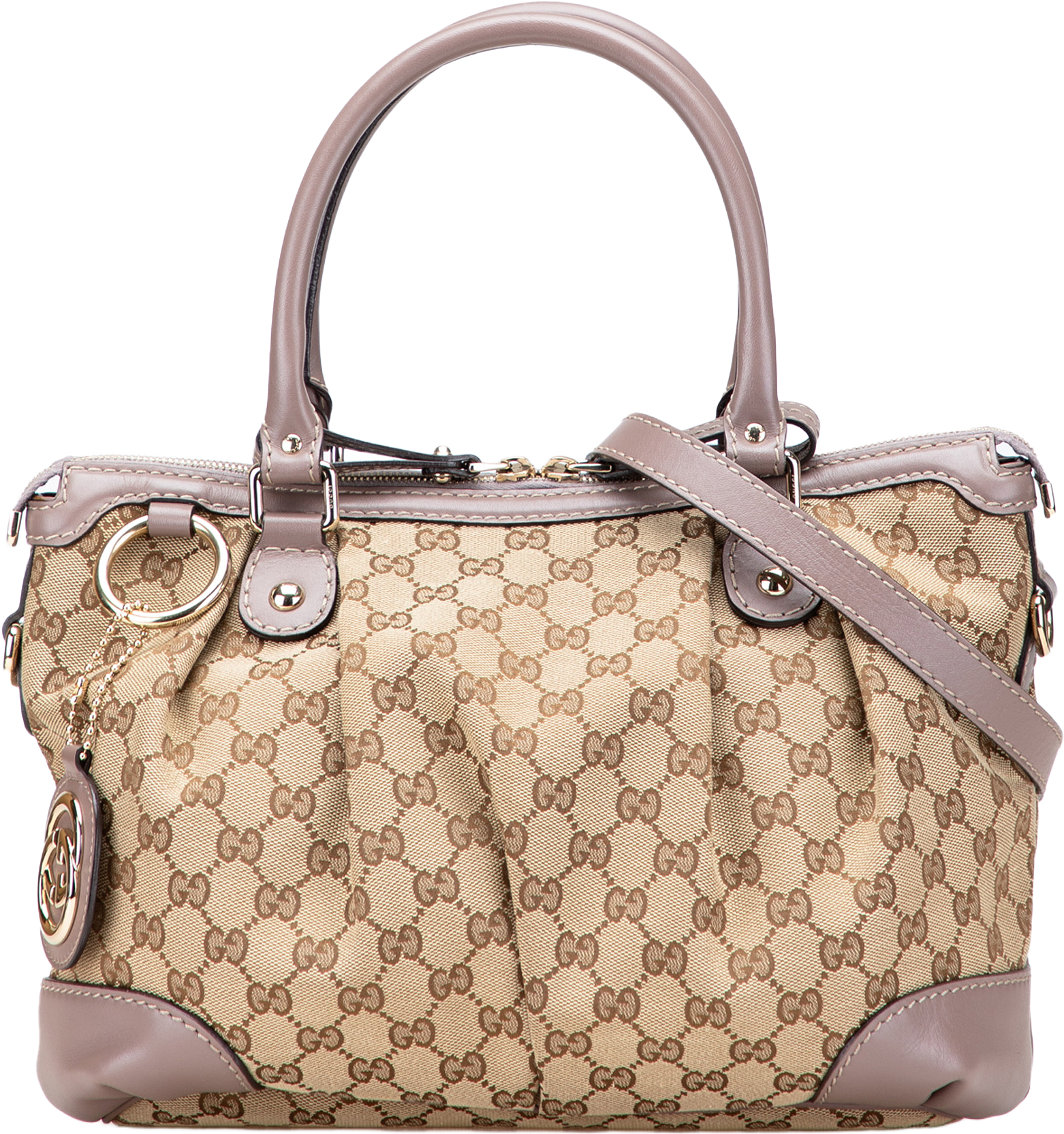 Gucci Gg Canvas Sukey Satchel, från Luxclusif, i färgen beige.