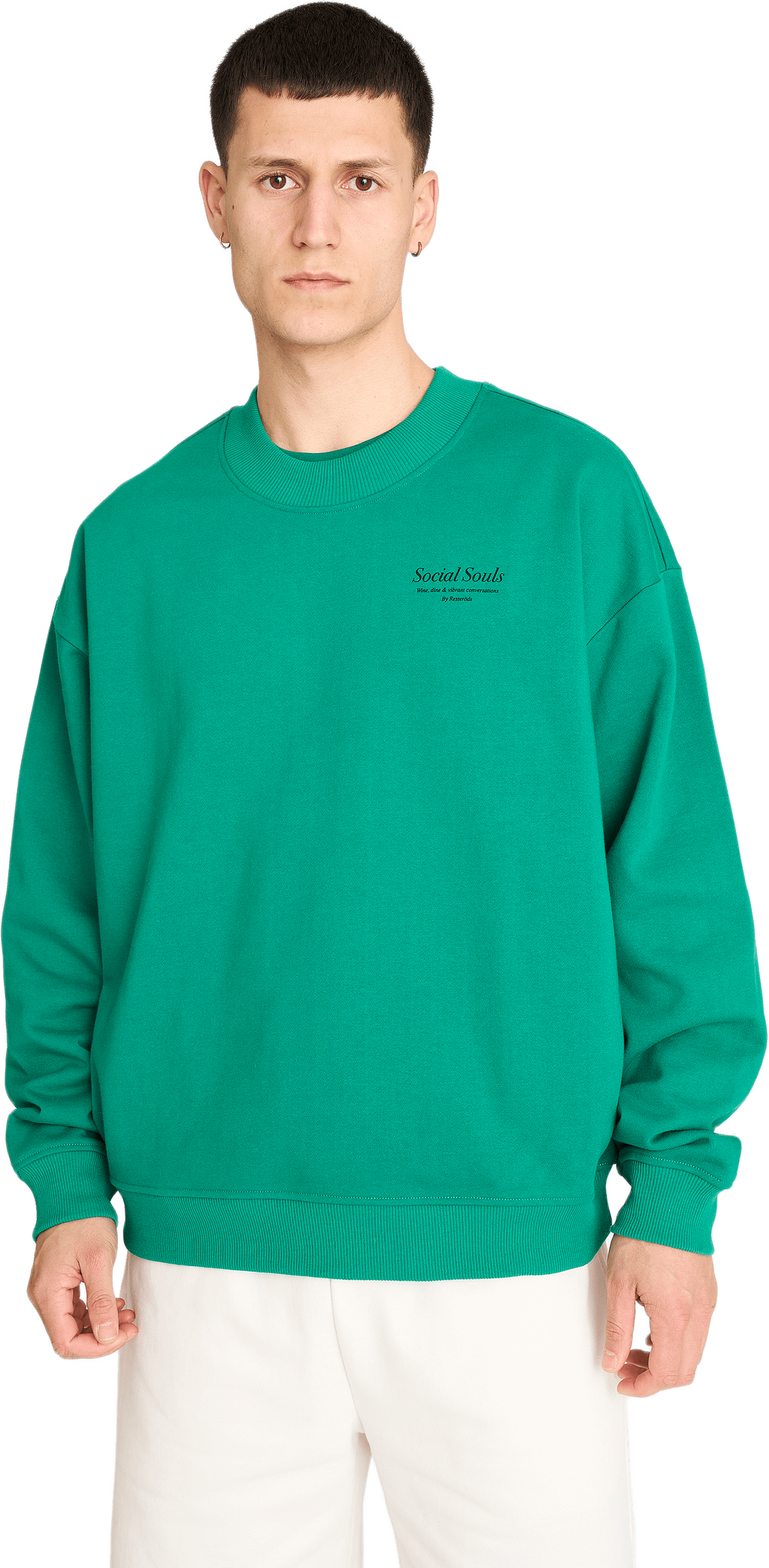 Sweatshirt Crewneck Drake Bomull, från Resteröds, i färgen green.