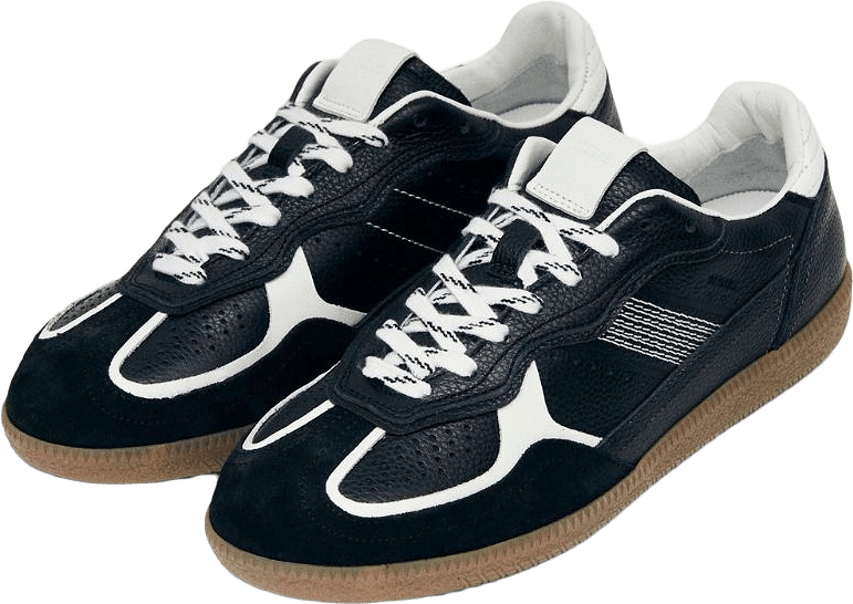 Tb.490 Rife Grain Black & White Leather Sneakers