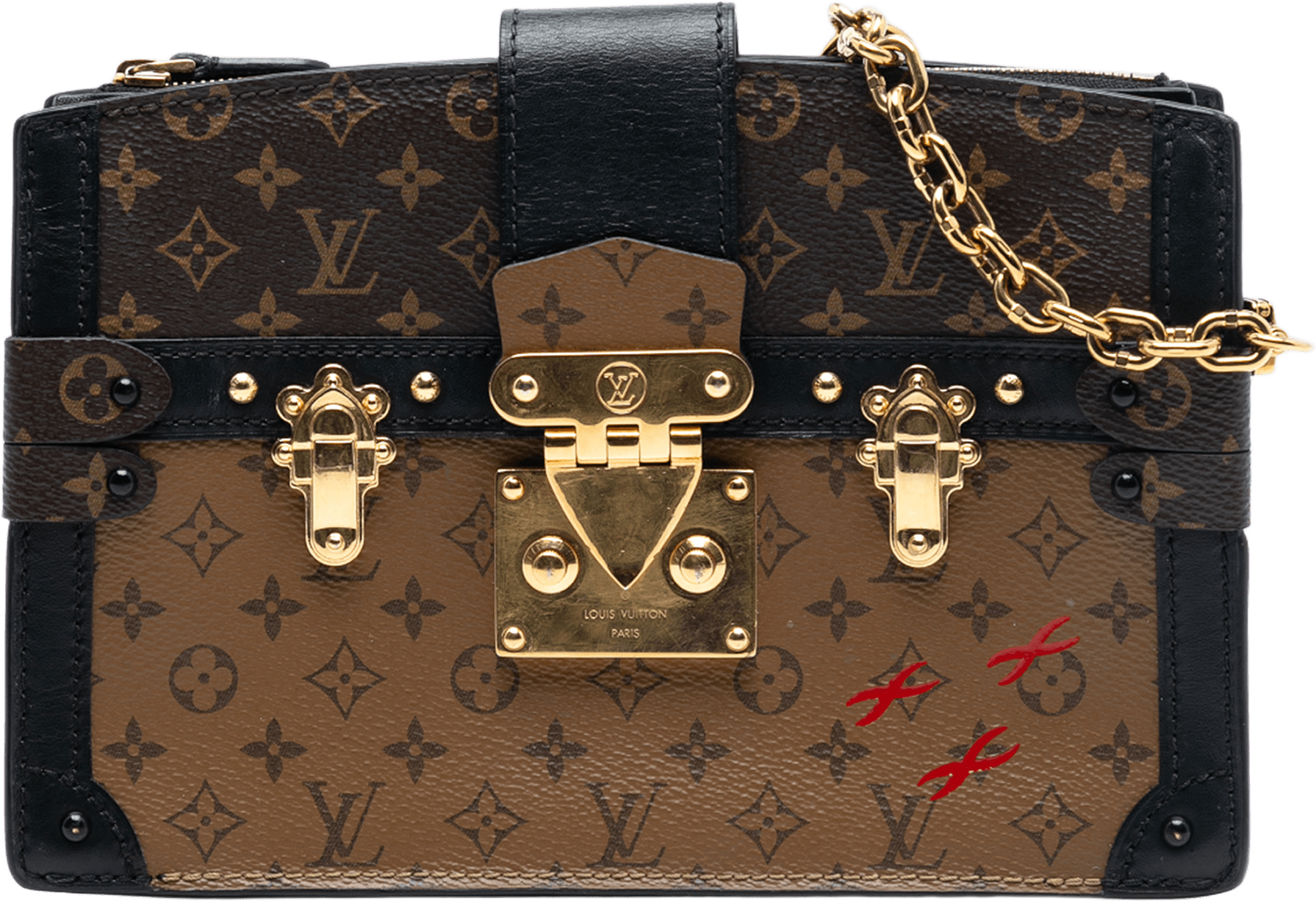 Louis Vuitton Monogram Reverse Trunk Clutch, från Luxclusif, i färgen brown.